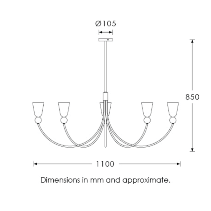 Grayson 5 arm chandelier